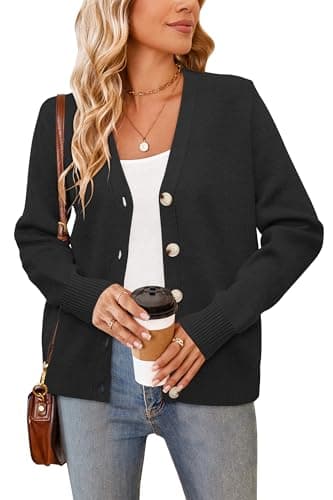 Newshows 2024 Winter Womens Cardigan Sweater Long Sleeve Button Down Fall Fashion Cashmere Clothes 2025 Spring Business Casual Outfits Knit Thanksgiving Christmas Clothing Black