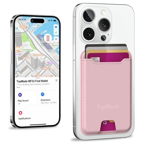 for Magsafe Wallet, Works with Apple Find My, Strongest Magnetic Wallet for iPhone 17/16/15/14/13/12 Series, Leather Magnetic Card Holder with Powerful Magnets, RFID Blocking, Fit 4 Cards, Pink