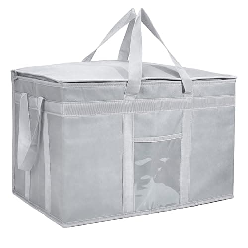 Yalin XXXL Large Insulated Cooler Bag, Styrofoam Cooler of Keep Food Hot or Cold, Reusable Double Zipper Food Delivery Bag for Grocery Shopping, 23" W x 15" H x 14" D (Grey, 3XL)