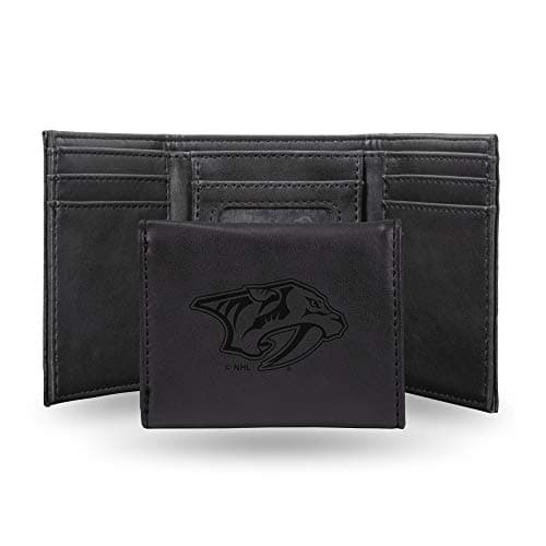 NHL Nashville Predators Laser Engraved Tri-Fold Wallet, Black