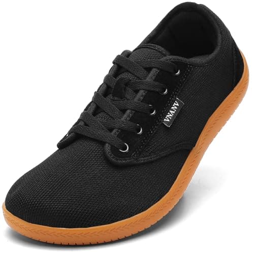 VNANV Men's Barefoot Shoes Wide Toe Box | Minimalist Zero Drop Sneakers for Walking & Gym | Breathable Mesh Cross Training Footwear | Lightweight Natural Feel for Balance & Posture(B-Black/Gum,8)