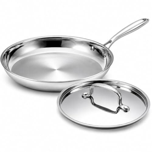 USELUCK 12 Inch Stainless Steel Frying Pan with Lid