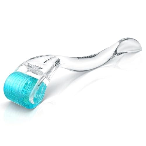 Professional Microneedling Derma Roller with 200 Real Individual Titanium Needles, Microneedle Roller Skincare Tool for Men Women Home Use - Blue