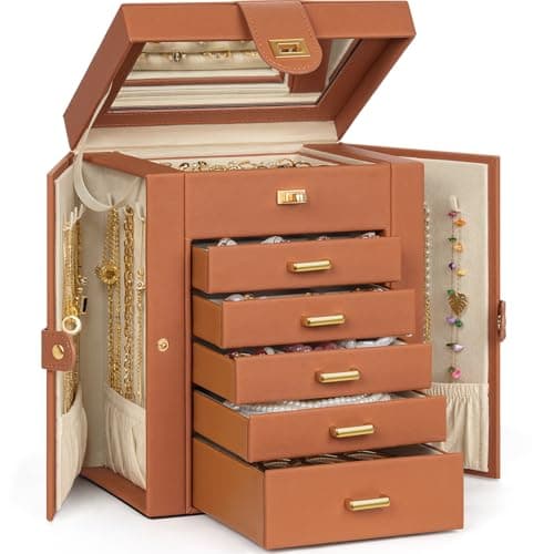 AKOZLIN 6-Tier Jewelry Box Organizer 5 Drawers Jewelry Storage Case