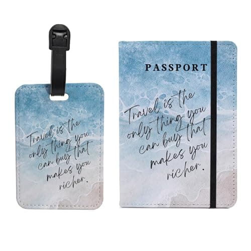 Passport Holder and Luggage Tag Set, Travel Cover for Men Women 5.8*3.9 in