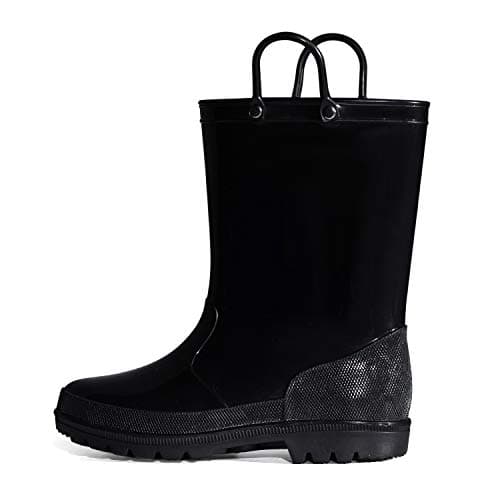 K KomForme Kid Girl & Boy Rain Boot,Black,Size 5 Big Kid