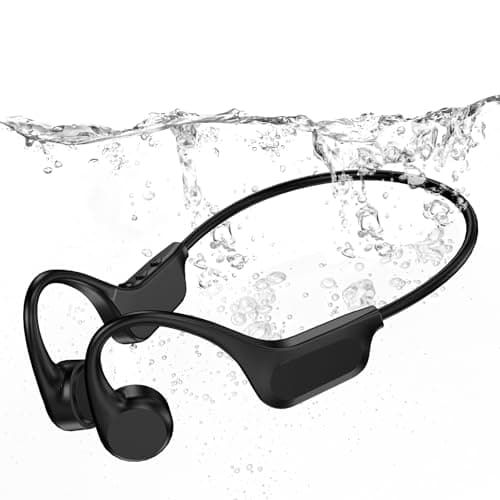 RR SPORTS IP68 Waterproof Swimming Headphones, Bone Conduction Bluetooth 6.0 Headphones, Built-in 32GB MP3 Player, Soft Lightweight Open-Ear Design for Swimming Marathons Showers Cycling(Black