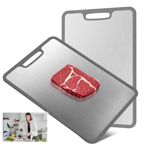 Laokiiy Titanium Cutting Boards For Kitchen, 100% Pure Cut Titanium Cutting Board, Food Grade Quality, Double-Sided Food-Grade Chopping Board Non-Stick Durable and easy to clean14.1X10