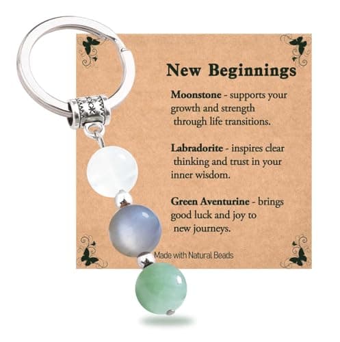 Donouzair Graduation Gift for Her, 10mm Natural Crystal Keychains New Beginning Gifts for Women Girls