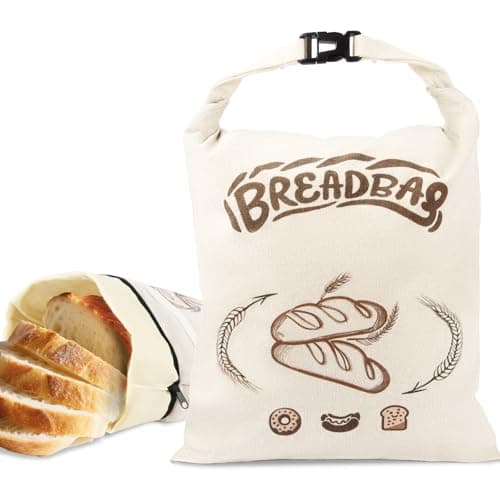 FONDFRAMORY Beeswax Bread Bags for Sourdough, Large Size Sourdough Bread Bags with Beeswax to Keep Freshness Longer, Washable and Reusable Sourdough Storage Bag (2 Pack) (Light Beige)