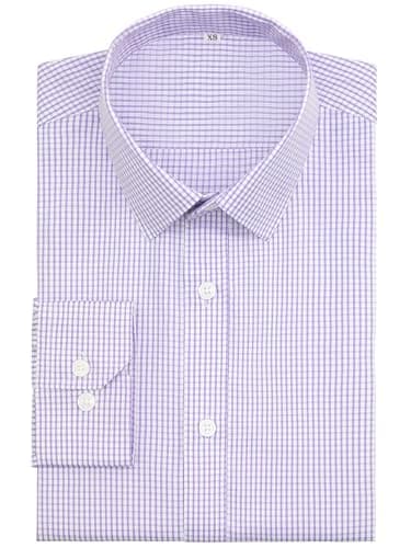 GIANZEN Mens Dress Shirts Wrinkle Free Plaid Gingham Check Shirt for Men Long Sleeve Button Down Men's up Business Casual Lilac Size M Tall