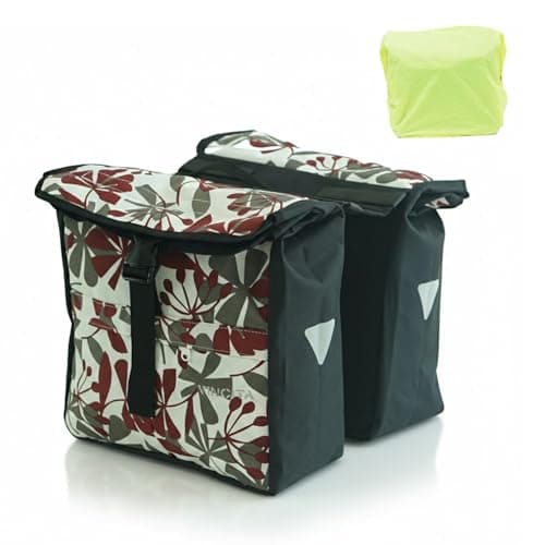 Vincita 12L Double Bike Pannier Bag Top Load Rear Rack Saddlebags (RED LEAF)