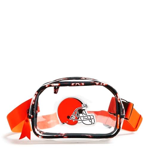 Vera Bradley Women's Clear Nfl Small Belt Bag (Multiple Teams Available), Clevelandbrownsonbrown/Orangebandana, One Size