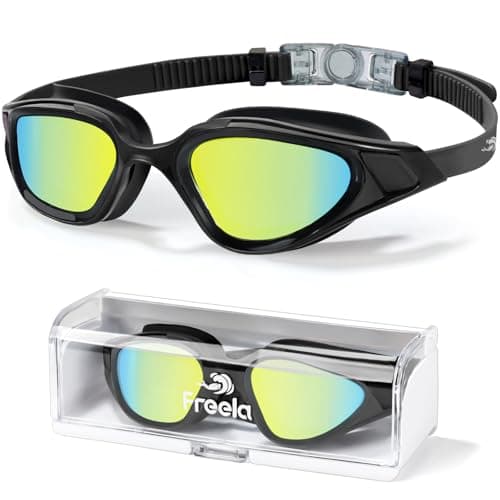 Swim Goggles Polarized Adult, Underwater Glasses Widen Silicone Anti Glare