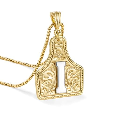 KissYan Western Initial Necklace for Women, 14K Gold Plated Letter I, Gold