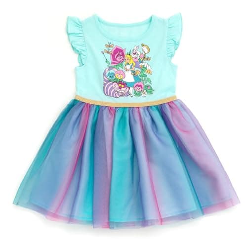 Disney Alice in Wonderland Big Girls Pleated Tulle Tutu Dress Turquoise 14-16
