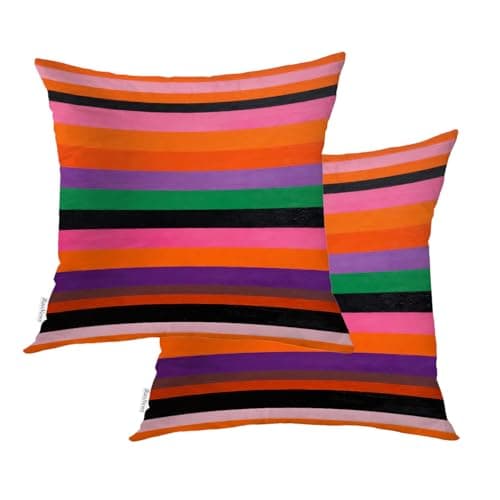 BaoNews Colourful Mexican Striped Decorative Pillow Covers, Juicy Fashionable Shades Abstract exemplum Bright Multicolor Pillow Covers 18X18 Inch Cotton Square Cushion Decorative Pillow Case