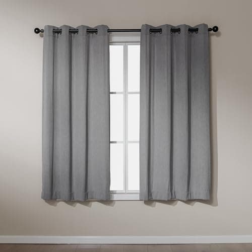 Amazon Basics Chenille Room Darkening Curtains, Light Filtering Window Drapes for Bedroom and Living Room, 2-Panel Set with Grommets, 52" W × 63" L, Grey Classic