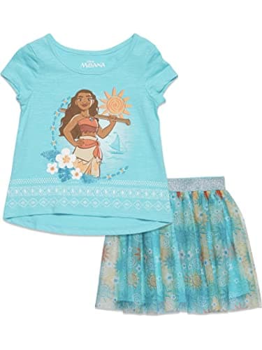 Disney Princess Moana Toddler Girls Graphic T-Shirt & Skirt Aqua 3T
