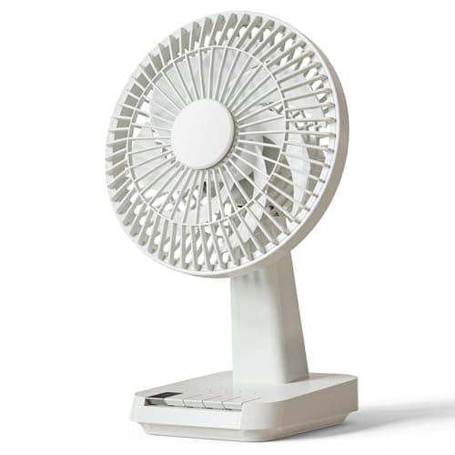 CARONSORT Small Desk Fan, Table Oscillating Fans for Bedroom, Rechargeable Battery Operated 6-inch Mini Fan, 4 Speeds, Quiet Fan with Night Light for Home/Dorm Room/Bedroom/Office