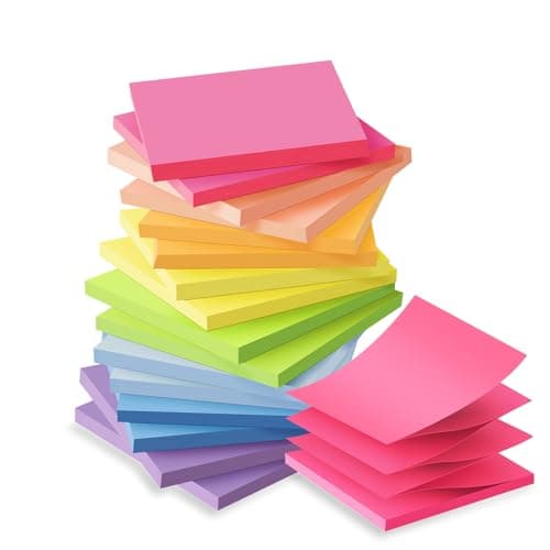 (16 Pack) Pop Up Sticky Notes 3x3 in Accordion Stickies Super Sticking Power Memo Pads Bright Colors