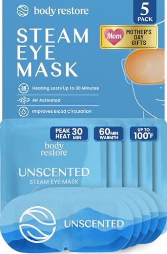 Body Restore Heated Eye Mask for Dry Eyes 5 Pack – Mothers Day Gifts for Mom, Self Heating Warm Compress, Birthday Gifts for Women, Relaxation – Unscented