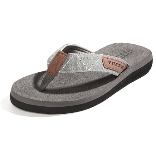 FITORY Men's Flip-Flops, Thongs Sandals Comfort Slippers for Beach Gray Size 10