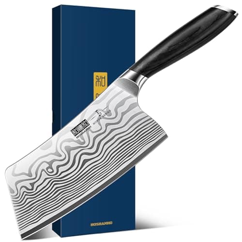 HOSHANHO Cleaver Knife 7", Razor Sharp Powder Steel Kitchen Meat Cleaver