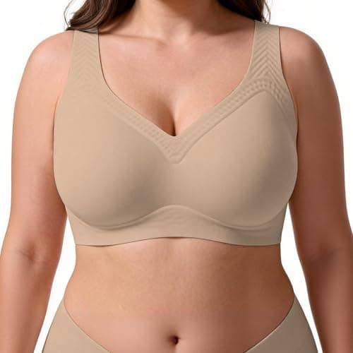 Soft Intention Jelly Wireless Bra,No Underwire Wireless Push Up Seamless Full Coverage Comfort Regular & Plus Size Light Nude
