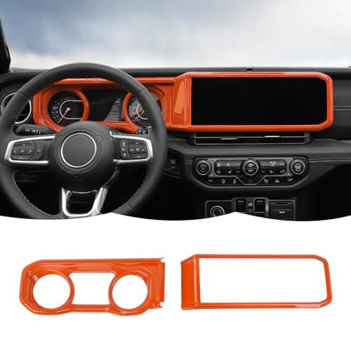 RT-TCZ Dashboard Cover Navigation GPS Trim Cover Decoration Interior Accessories Compatible with Jeep Wrangler JL JLU & Gladiator JT 2024+,Orange