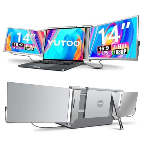 YUTOO Laptop Screen Extender, 14" Portable Triple Monitor for Laptops 315° Rotate| Plug and Play| 1080P| FHD, Laptop Monitor Extender for 13.5~16.5" Laptops, HDMI/USB-A/Type-C,for Mac/Wins/Android/Dex
