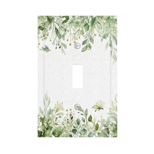 SgEdao Decorative Light Switch Plate Covers Olive Green Eucalyptus Leaf Watercolor Botanical Leaves 1 Gang Wall Plate Unique Single Toggle Light Switch Covers Artistic for Bathroom Farmhouse Kitchen