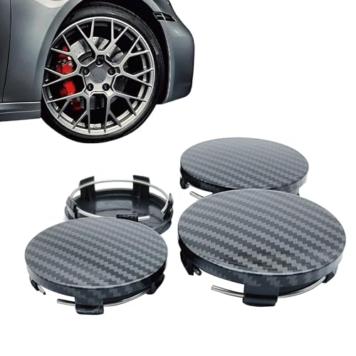 Heyzidu 4 PCS Car Wheel Center Caps, ABS Snap-on Wheel Hub Decoration Cover, Scratch Rust Resistant, 60MM/2.36 In OD 56MM/2.2 In ID Auto Rim Hub Caps, Universal Center Hub Cover (Carbon Fiber)