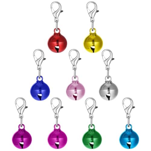 Sorcristy 36PCS Pet Bells for Dog Cat Collar Charm, Pet Pendant Accessories, Small Pets Bell with Keychain, Stainless Steel Anti-Lost Training Bells for Collars Pets Pendant Accessories