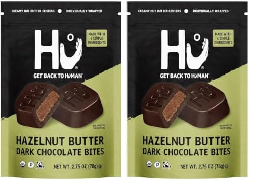 Hu Hazelnut Dark Chocolate Bites 2 Pack | Natural Organic Vegan, Gluten Free, Paleo, Non GMO, Fair Trade Dark Chocolate
