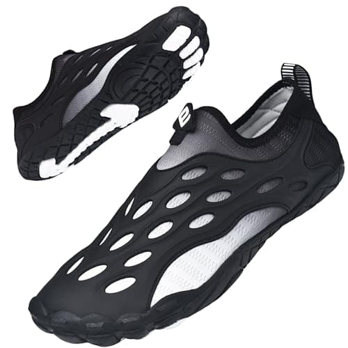 Black Water Shoes for Men and Women, Swim Shoes, Beach Shoes, Quick-Dry with Drainage Holes & Mesh, Non-Slip Pool Shoes for Fishing, Hiking, Boating and Water Sports