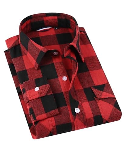 Jveyvth Mens Flannel Shirts Button Down Casual Shirts Long Sleeve Plaid Shirts with Chest Pocket