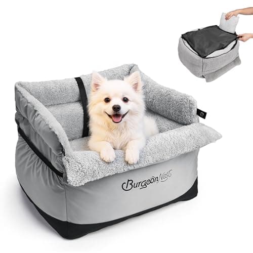 BurgeonNest Dog Car Seat for Small Dogs up to 25 lbs Grey