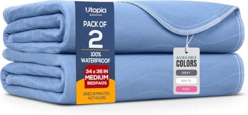 2 Pack Waterproof Reusable Heavy Absorbency Incontinence Bed Pads 34"x36"