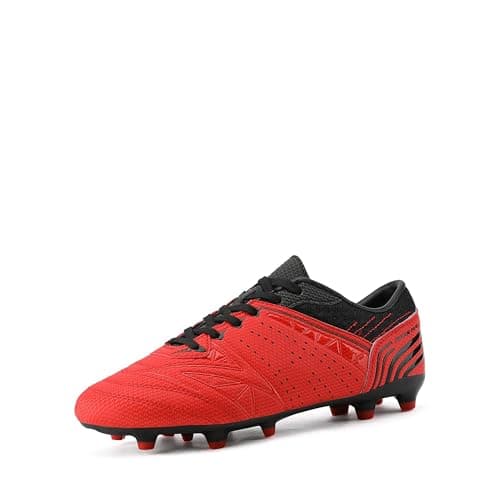 DREAM PAIRS Mens Sport Flexible Athletic Lace Up Light Weight Outdoor Cleats Football Soccer Shoes,Size 7,Red/Black,160859-M