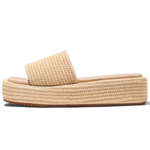 Erocalli Platform Sandals Women Raffia Espadrille Wedges Summer Beach Shoes