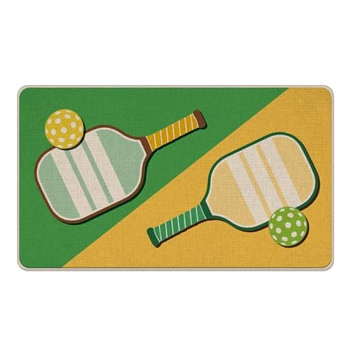Livcoz Pickleball Sport Welcome Front Door Mat, Yellow Green Pickleball