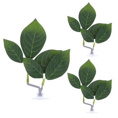 3 PCS Fish Leaf Pad Fish Tank Accessories, Adjustable Plastic Fish Leaf Pad, Betta Fish Leaves Natural Habitat Playing for Betta, Guppy, Tropical Fish Resting, Playing, Breeding with Suction Cup