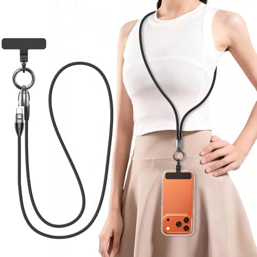 Phone Lanyard Crossbody USB C Cable, PD 240W USB C to USB C Cables, Anti Theft Phone Strap Universal Cell Phone Neck lanyard for iPhone/Samsung/Android Phones, Daily & Outdoor Activities(Black/3.93ft)