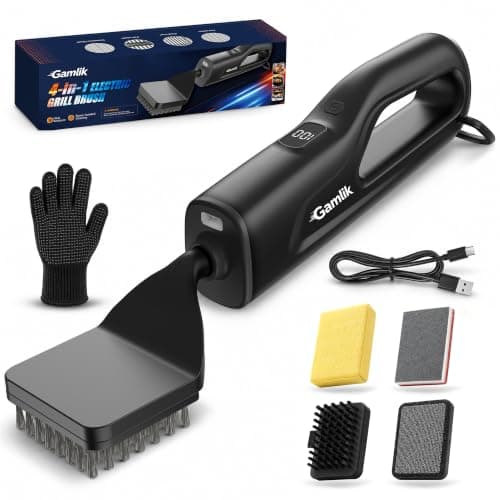 Electric Grill Brush with LED Light, Grill Cleaner for Outdoor Grill（Black）