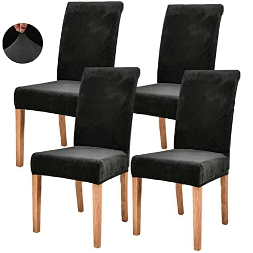 Jusmate Dining Room Velvet Chair Covers, Chair Seat Slipcovers Set of 4