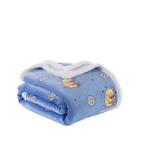 Berkshire Blanket LIG® Sherpa Blanket, 480gsm Warm Reversible Heavy Thick Blanket for Bed (Spring Hunny Cornflower Blue, Twin Size 60" x 90")