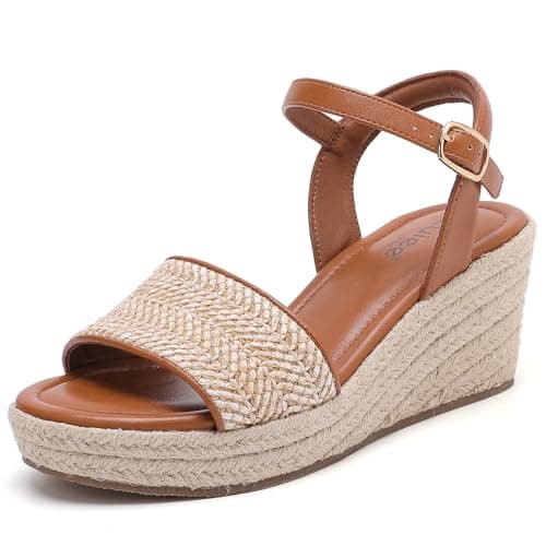 Ruiee Womens Wide Width Wedge Sandals. 251103 BR 9.5