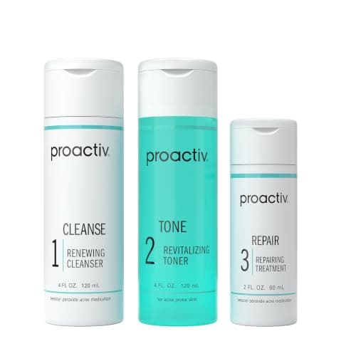 Proactiv 3 Step Acne Treatment - Benzoyl Peroxide Face Wash, Repairing Acne Spot Treatment for Face And Body, Exfoliating Toner - 60 Day Complete Acne Skin Care Kit