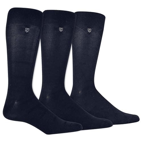 Chaps mens Assorted Soft Dress Crew With Argyle Fashion Patterns (3 Pack) Sock, Navy, Shoe Size 6-12 US